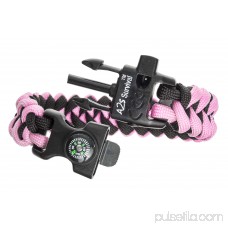 A2S Protection Paracord Bracelet K2-Peak - Survival Gear Kit with Embedded Compass, Fire Starter, Emergency Knife & Whistle Black / Pink 7.5